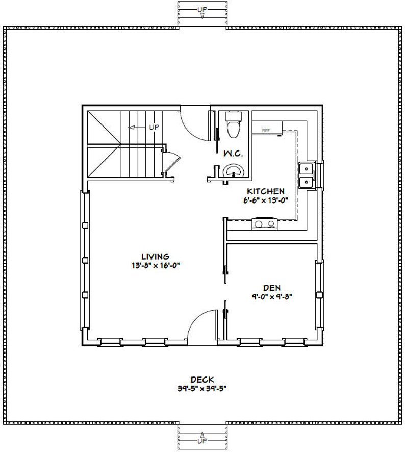 24x24 House 2Bedroom 1.5Bath 1059 sq ft PDF Floor Etsy