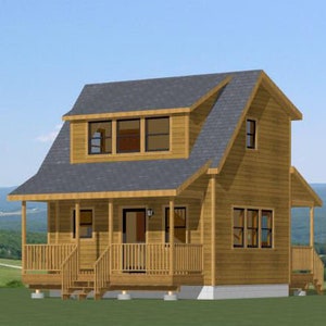20x16 House -- 1-Bedroom 1.5-Bath -- 557 sq ft -- PDF Floor Plan -- Instant Download -- Model 13