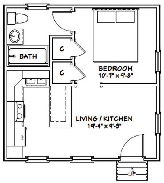 20x20 Tiny House Pdf Floor Plan Instant Download 400 Sq Ft 1 Bedroom 1 Bath Model 1b Drawing Illustration Art Collectibles Efp Osteology Org
