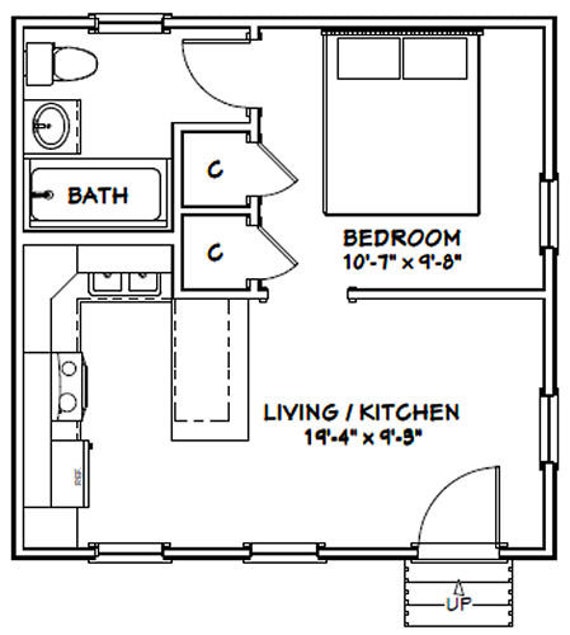 Full One Bedroom Tiny House Layout 400 Square Feet