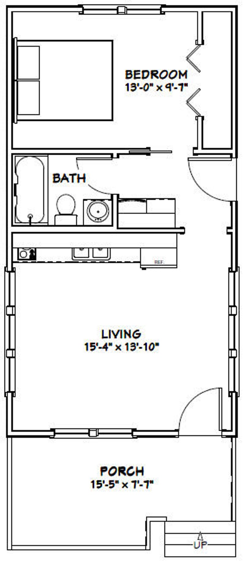 16x30 House 1Bedroom 1Bath 480 sq ft PDF Floor Plan Etsy