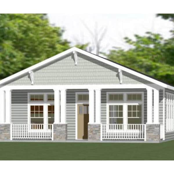 30x40 House -- 3-Bedroom 2-Bath -- 1,200 sq ft -- PDF Floor Plan -- Instant Download -- Model 2B
