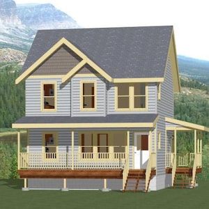 Duplex 24x24 - 1.096 piedi quadrati - Planimetria PDF - Download istantaneo - Modello 16