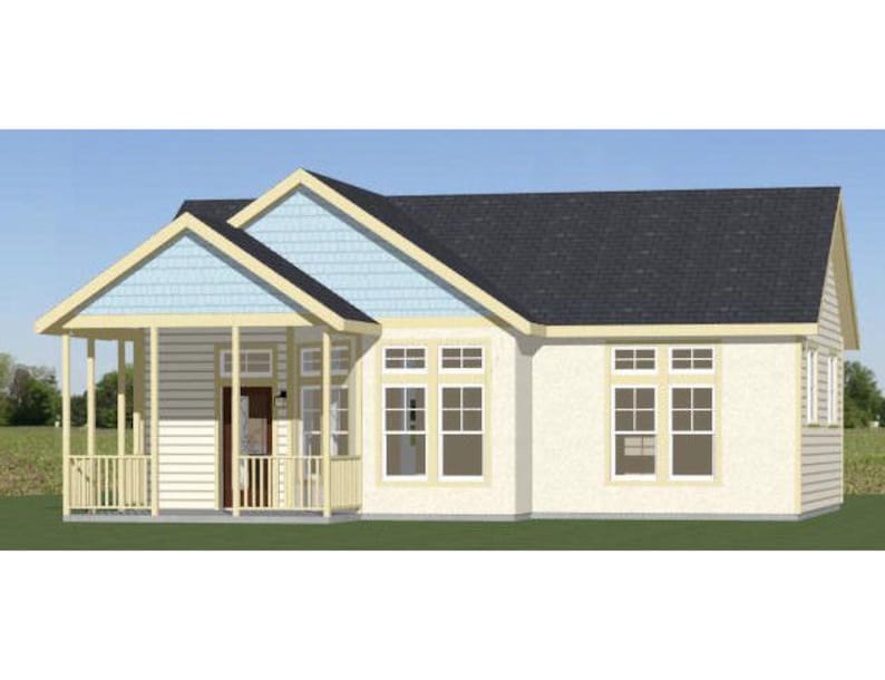 36x26 House 2-Bedroom 1-Bath 820 sq ft PDF Floor Plan Instant Download Model 2 image 1