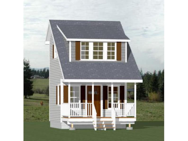 14x14 House 1-Bedroom 1-Bath PDF Floor Plan 399 sq ft Instant Download Model 1C