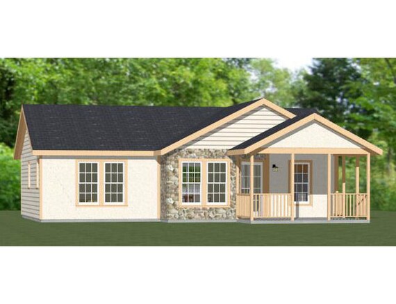 36x26 House 1 Bedroom 1 Bath 820 Sq Ft Pdf Floor Plan Instant Download Model 1
