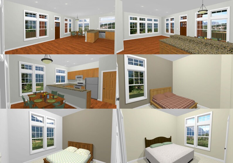 thumbnail image 2 of 30x40 House Plan PDF - 3 Bedroom 2 Bath - 1,200 Sq Ft Modern Farmhouse Style - Model 2G - Instant Download 2 of 6