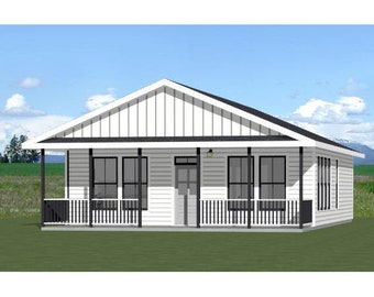 28x36 House -- 3-Bedroom 2-Bath -- 1,008 sq ft -- PDF Floor Plan -- Instant Download -- Model 1D
