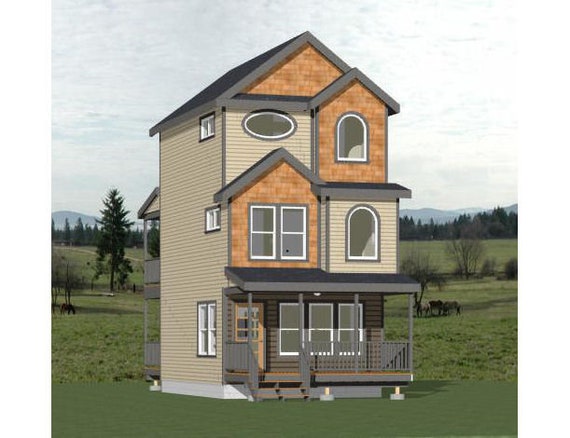 16x24 House 2 Bedroom 2 5 Bath 1 075 Sq Ft Pdf Floor Plan Instant Download Model 1a