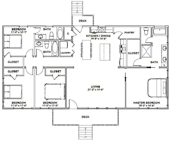 Home Garden Building Hardware Building Plans Blueprints 1 800 Sqft 60x30 House Pdf Floor Plan Model 3c 4 Bedroom 3 Bath Home Garden Building Hardware Building Plans Blueprints 1 800 Sqft 60x30 House Pdf Floor Plan Model 3c 4 Bedroom 3 Bath