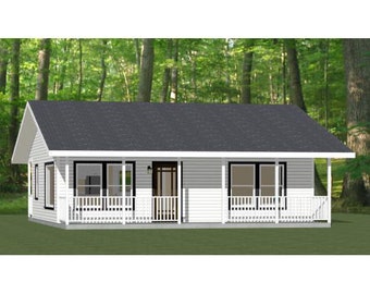 30x24 House -- 1-Bedroom 1-Bath -- 720 sq ft -- PDF Floor Plan -- Instant Download -- Model 6H