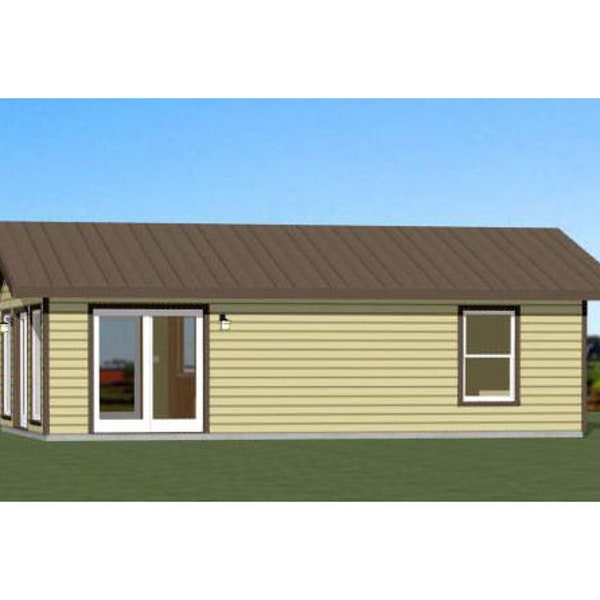 30x20 House -- 2-Bedroom 1-Bath -- 600 sq ft -- PDF Floor Plan -- Instant Download -- Model 1
