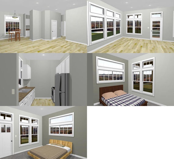 24x36 House 2 Bedroom 1 Bath 864 Sq Ft Pdf Floor Plan Instant Download Model 3a