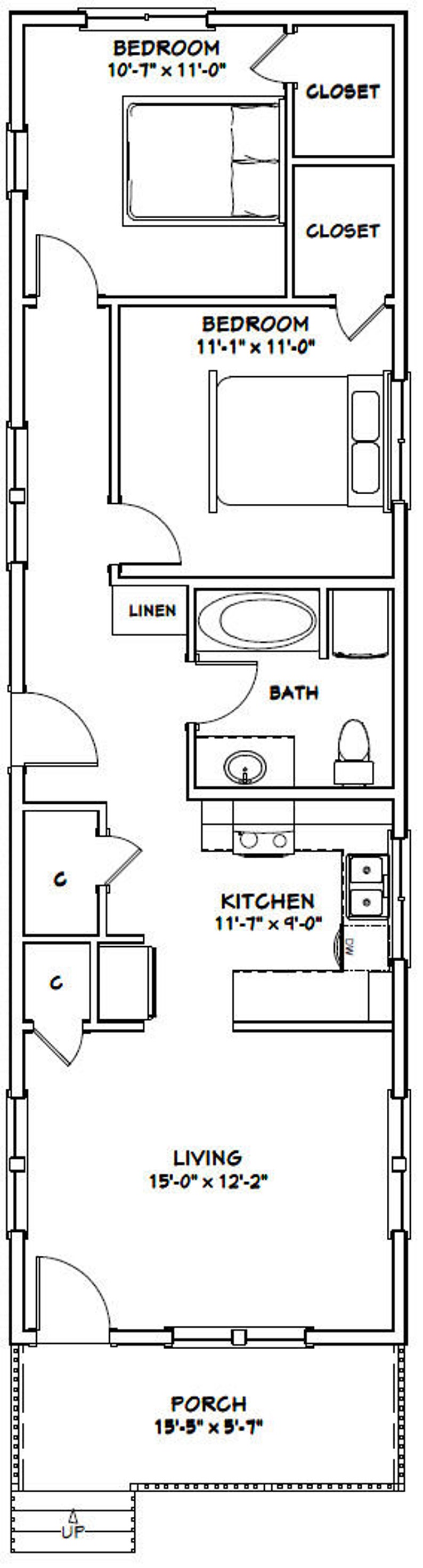 16x54 House 2Bedroom 1Bath 864 sq ft PDF Floor Plan Etsy