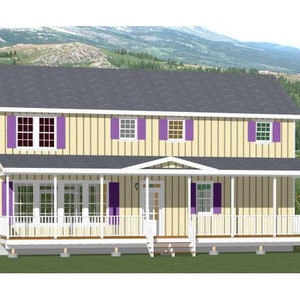 44x20 House -- 5-Bedroom 3-Bath -- 1,657 sq ft -- PDF Floor Plan -- Instant Download -- Model 1D