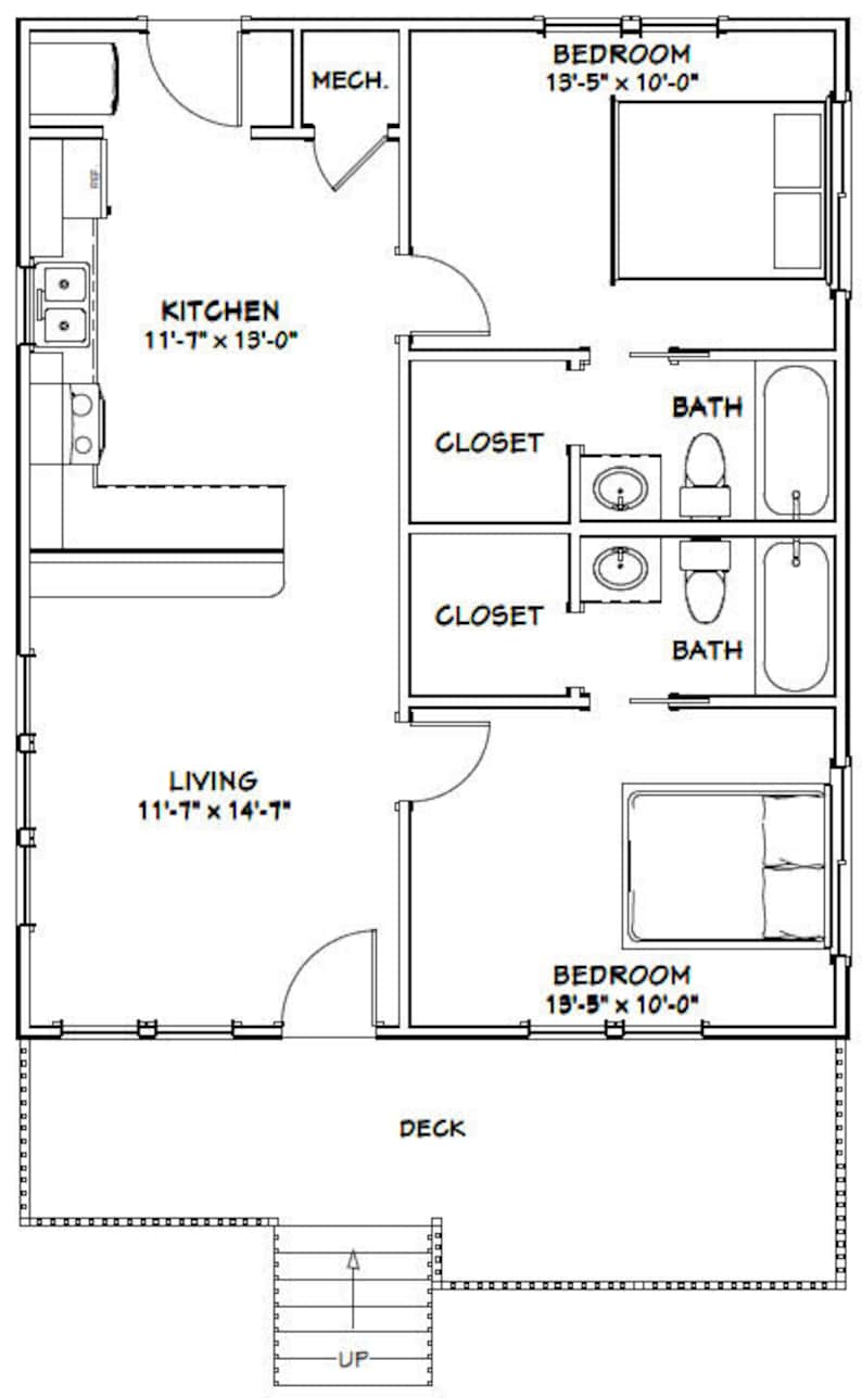 26x32 House 2 bedroom 2 bath 832 Sq Ft PDF Floor Plan Etsy 26x32-house-2-bedroom-2-bath-832-sq-ft-pdf-floor-plan-etsy