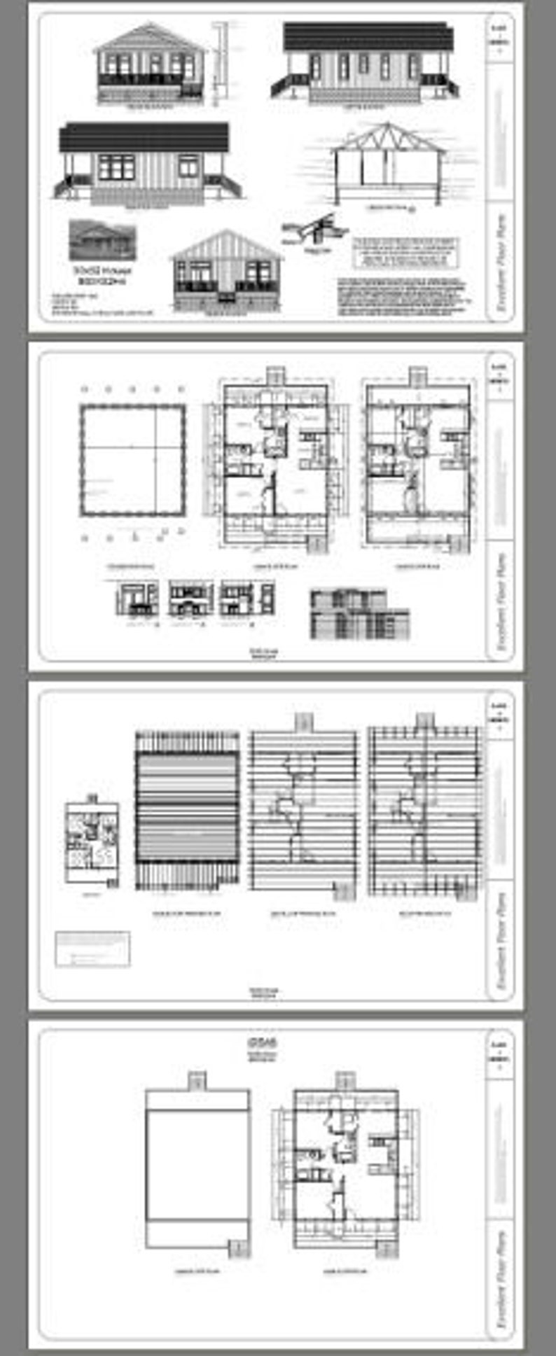 30x32 House 2-Bedroom 2-Bath 960 sq ft PDF Floor Plan Instant Download Model 4 image 4