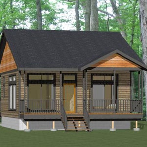 26x26 Haus -- 1-Schlafzimmer 1-Bad -- 60m² -- PDF Grundriss -- Sofort Download -- Modell 1