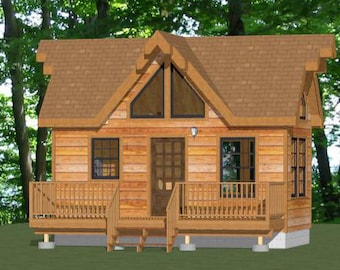 May include: A small wooden cabin with a gabled roof and a large front porch. The cabin has a brown wooden exterior and a brown roof. The porch has a wooden railing and a set of stairs leading up to the front door.