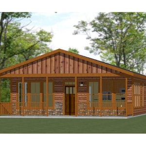 28x36 House -- 2-Bedroom 1-Bath -- 1,008 sq ft -- PDF Floor Plan -- Instant Download -- Model 2B