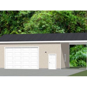 30x24 2-Car Garage -- 720 sq ft -- 12ft Walls -- PDF Floor Plan -- Instant Download -- Model 10J