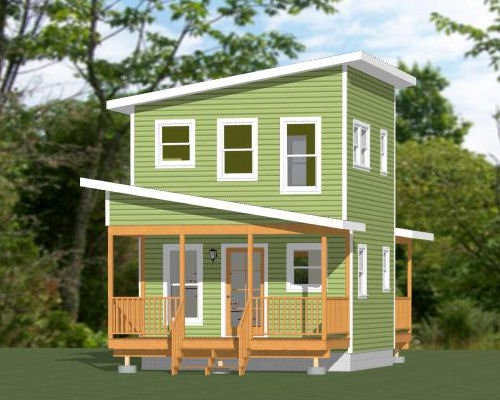 16x16 House -- 1-Bedroom 1.5-Bath -- 465 sq ft -- PDF Floor Plan -- Instant Download -- Model 2E