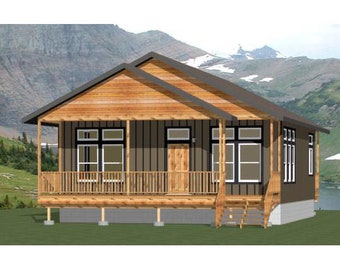 30x32 House -- 2-Bedroom 2-Bath -- 960 sq ft -- PDF Floor Plan -- Instant Download -- Model 4