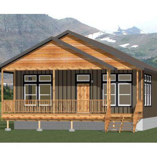 30x32 House -- 2-Bedroom 2-Bath -- 960 sq ft -- PDF Floor Plan -- Instant Download -- Model 4