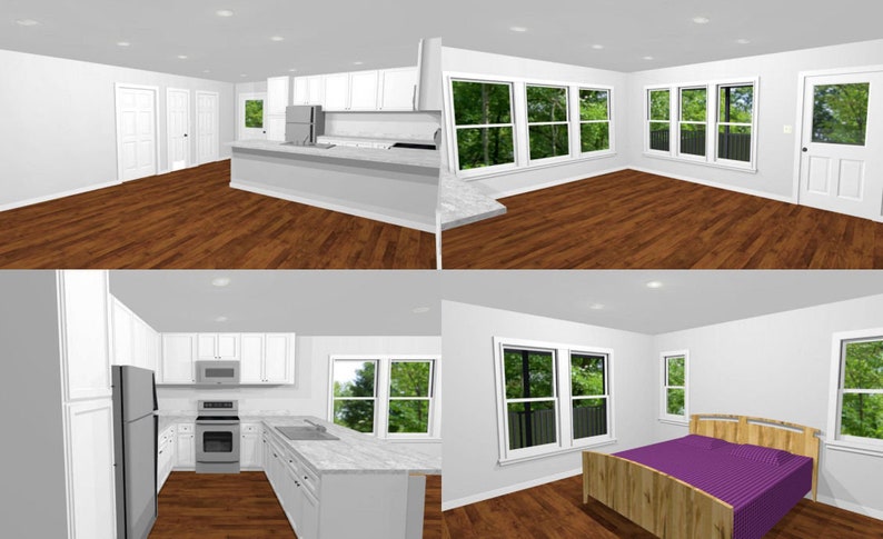 30x24 House 1-Bedroom 1-Bath 720 sq ft PDF Floor Plan | Etsy