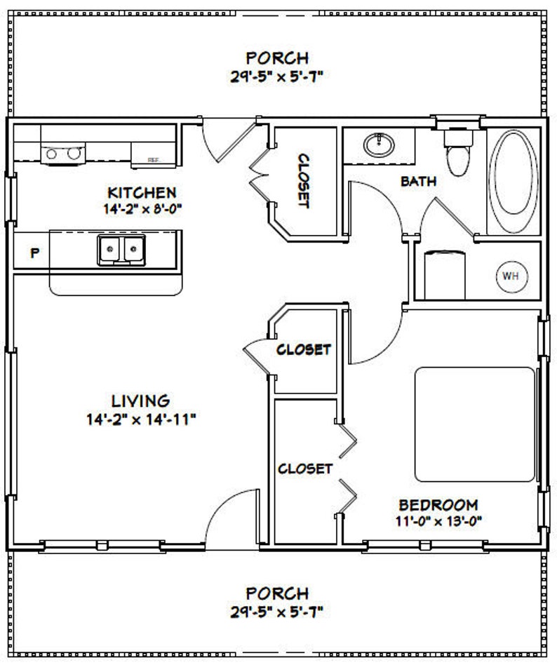 30x24 Haus 1-Schlafzimmer 1-Bad 720 quadratmeter PDF - Etsy.de