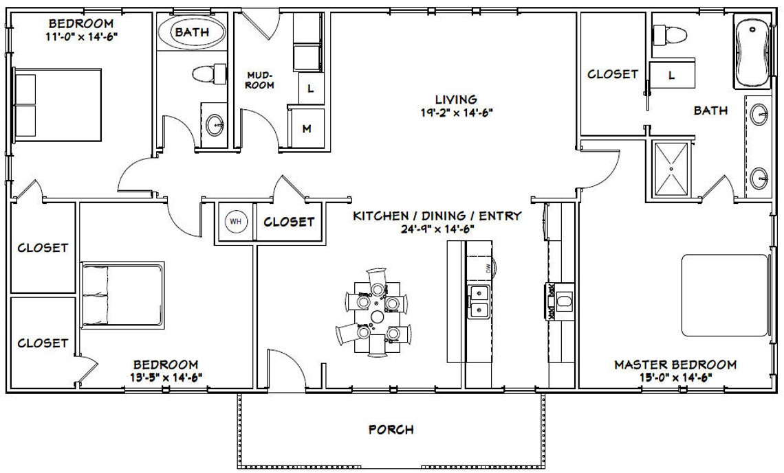 60x30 House 3 bedroom 2 bath 1800 Sq Ft PDF Floor Etsy 60x30-house-3-bedroom-2-bath-1800-sq-ft-pdf-floor-etsy