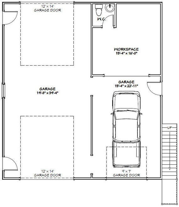 36x40 House 1 Bedroom 1 5 Bath 902 Sq Ft Pdf Floor Plan Instant Download Model 1i