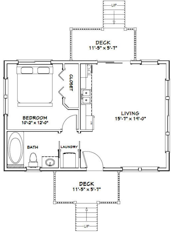 30X20 House 1-Bedroom 1-Bath 600 Sq Ft Pdf Floor Plan - Etsy