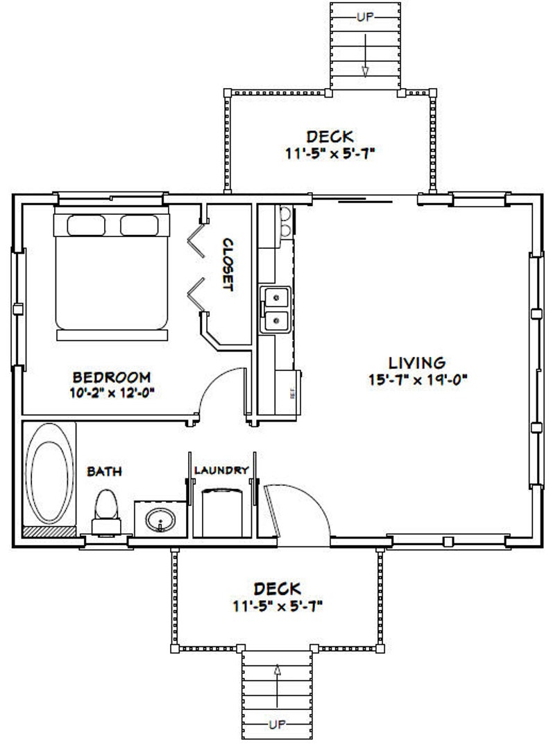 30x20 House 1Bedroom 1Bath 600 sq ft PDF Floor Plan Etsy