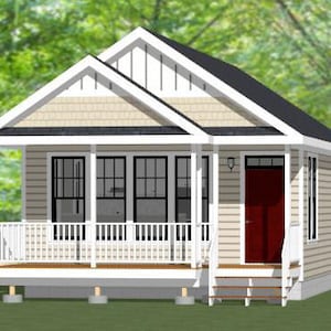 20x32 Tiny House -- 2-Bedroom 1-Bath -- 640 sq ft -- PDF Floor Plan -- Instant Download -- Model 1B