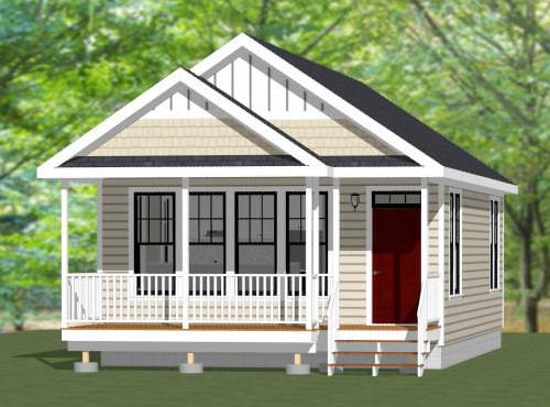 20x32 Tiny House - 2 slaapkamers en 1 badkamer - 60 vierkante meter - PDF-plattegrond - Direct downloaden - Model 1B