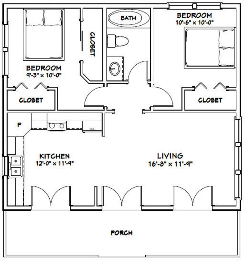 30x26 House 2Bedroom 1Bath 780 sq ft PDF Floor Plan Etsy