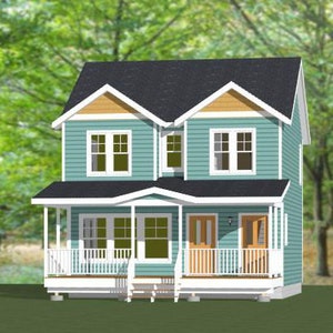 24x24 Duplex -- 2 Bedroom 2 Bath -- 1,086 sq ft -- PDF Floor Plan -- Instant Download -- Model 5H