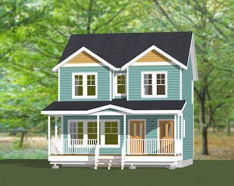 May include: A two-story teal blue house with a black roof and white trim. The house has two front doors and a porch with white railings.