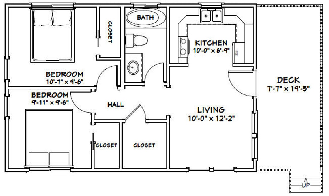 30x20 House 2Bedroom 1Bath 600 sq ft PDF Floor Plan Etsy