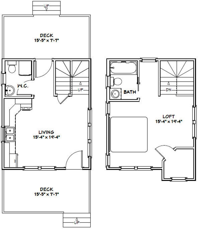 16x20 House 1Bedroom 1.5Bath 586 sq ft PDF Floor Etsy