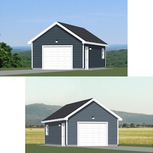 16x28 1-Car Garages --448 sq ft -- PDF Floor Plan -- Instant Download -- Models 5C and 5G