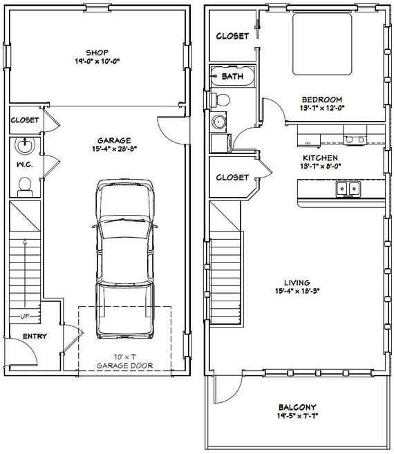 1 Bedroom 1.5 Bath 1,053 sq ft PDF Floor Plan Model 6I 20x40 House 