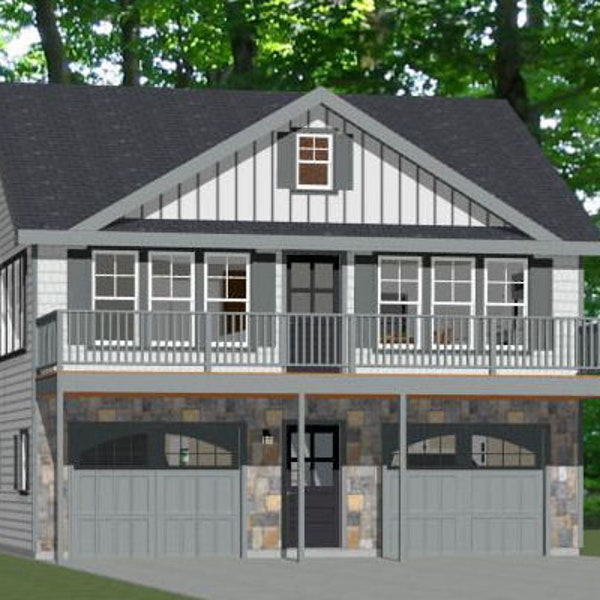 30x32 House -- 2-Bedroom 1.5 Bath -- 961 sq ft -- PDF Floor Plan -- Instant Download -- Model 1D