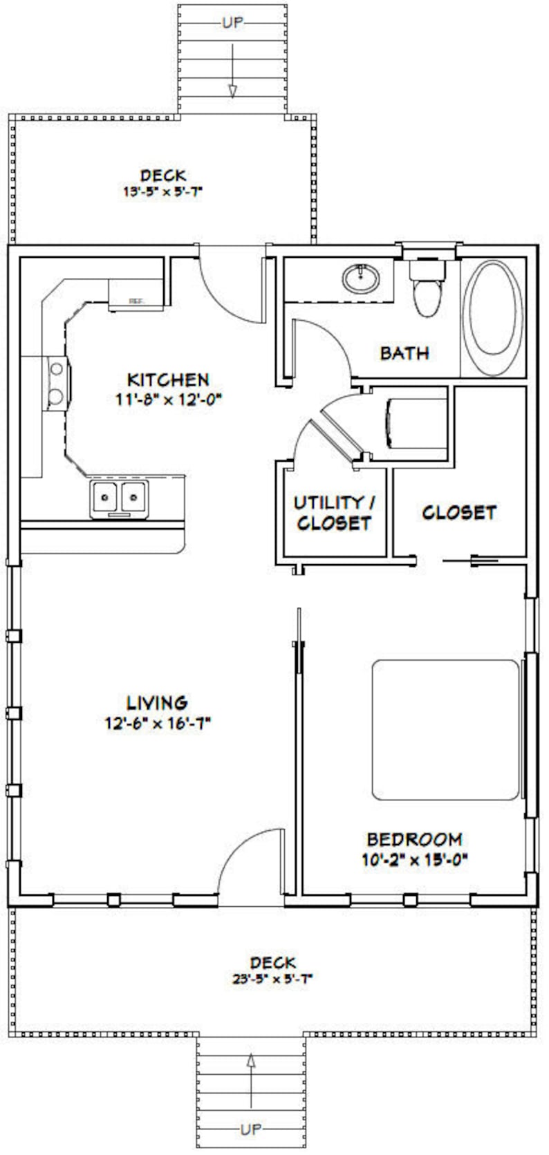 24x30 House 1Bedroom 1Bath 720 sq ft PDF Floor Plan Etsy