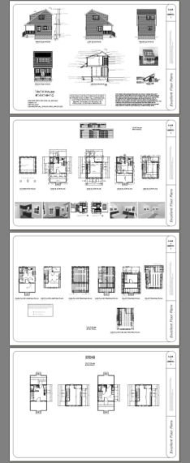 14x14 House 1-Bedroom 1-Bath PDF Floor Plan 399 sq ft Instant Download Model 1C