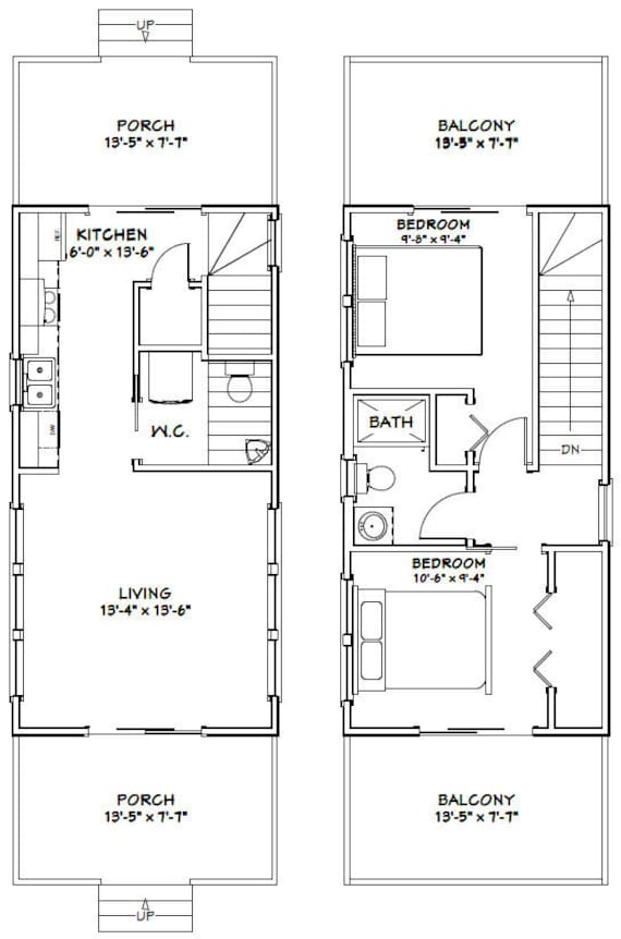 14x28 House 2 Bedroom 1 5 Bath 749 Sq Ft Pdf Floor Etsy Australia