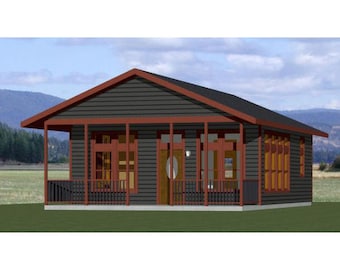24x30 House -- 1-Bedroom 1-Bath -- 720 sq ft -- PDF Floor Plan -- Instant Download -- Model 2C