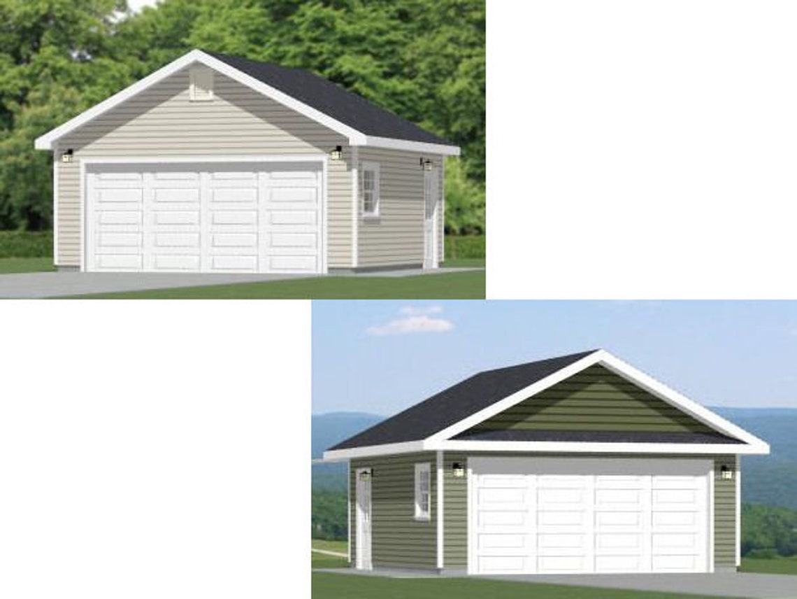 20x20 2car Garages 400 Sq Ft 8ft Walls PDF Floor Plan Instant Download