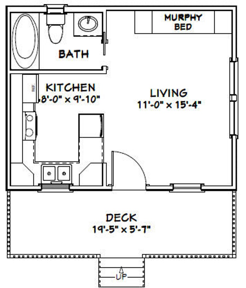 20x16 Tiny House 1Bedroom 1Bath 320 sq ft PDF Floor Etsy